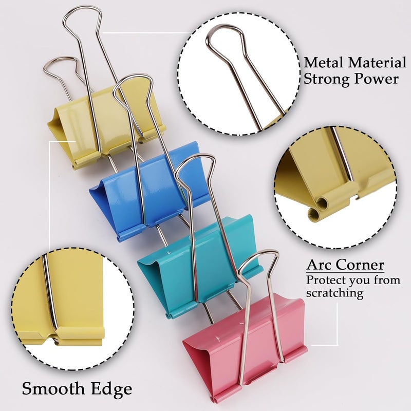 Ykimok Mega-Sized 3-Inch Premium Colored Binder Clips - 8-Pack Featuring 4 Distinct Colors, 2 Extra Large Clips Each - Image 3